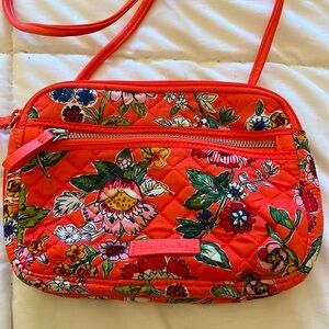 VERA BRADLEY Quilted Floral Coral Purse Bag Adjustable Shoulder Strap